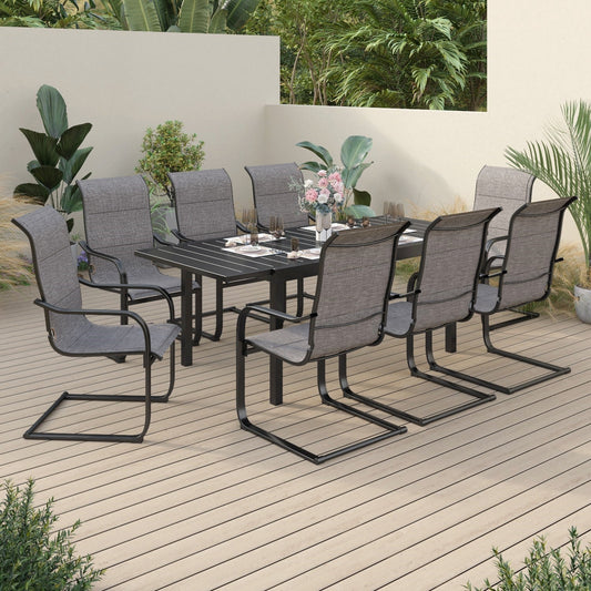 Sophia & William 9 Pieces Metal Patio Dining Set Paded Chairs and Extendable Table Set