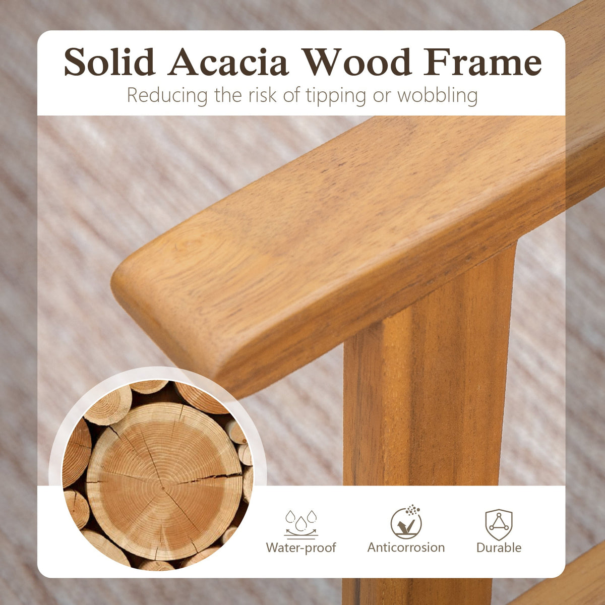 Sophia & William 7 Pieces Acacia Wood Outdoor Patio Dining Set Wicker Rattan Chairs and Rectangle Table Furniture Set for Lawn, Garden, Backyard