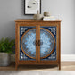 Alpha Joy 2-Door Accent Cabinet with Blue and White Porcelain Pattern, Entryway Cabinet with Shelves, Blue & White