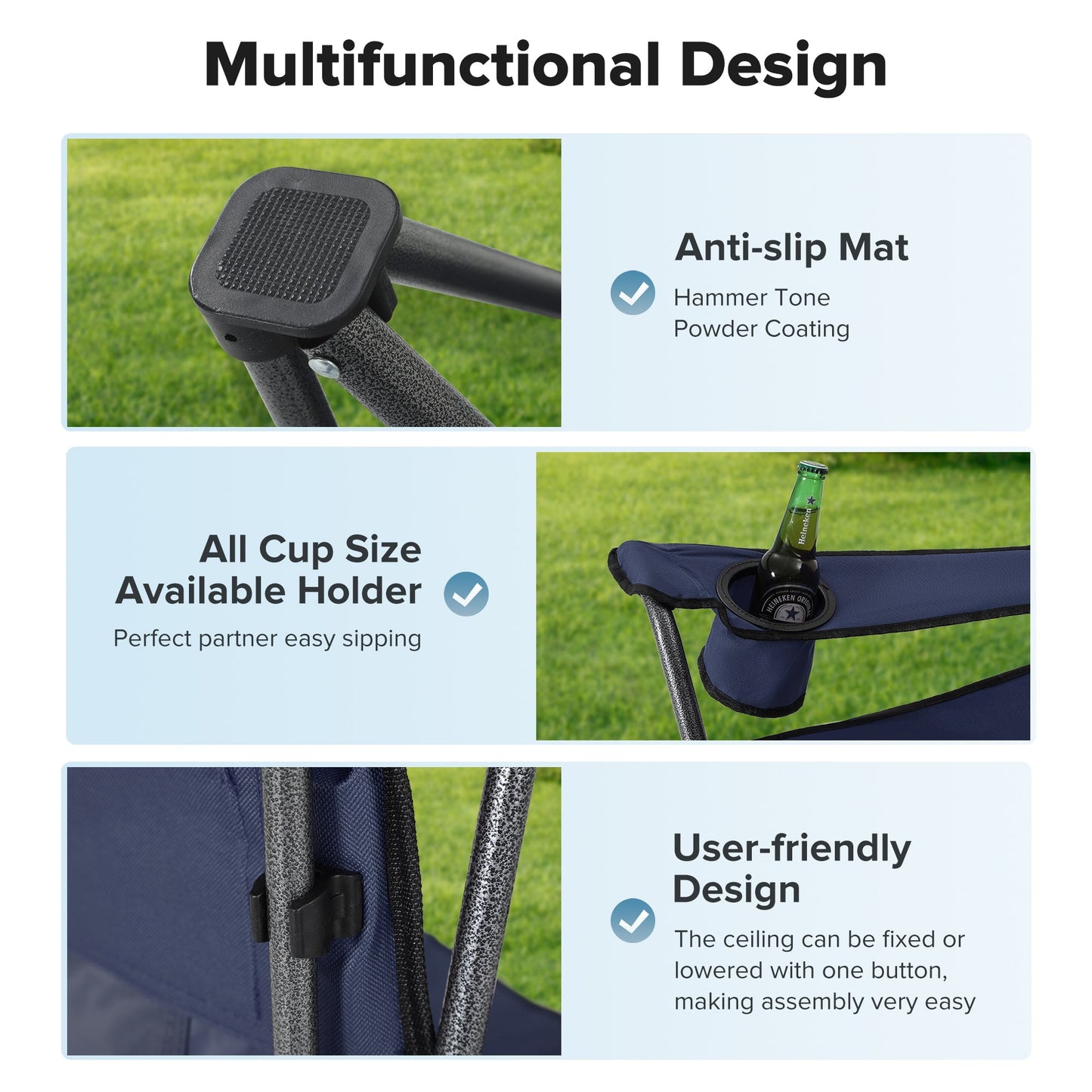 Sophia & William Foldable Canopy Chair Portable Camping Lounge Chair Outdoor Sunshade Canopy Chair with Cup Holder, 2 Pack, Red