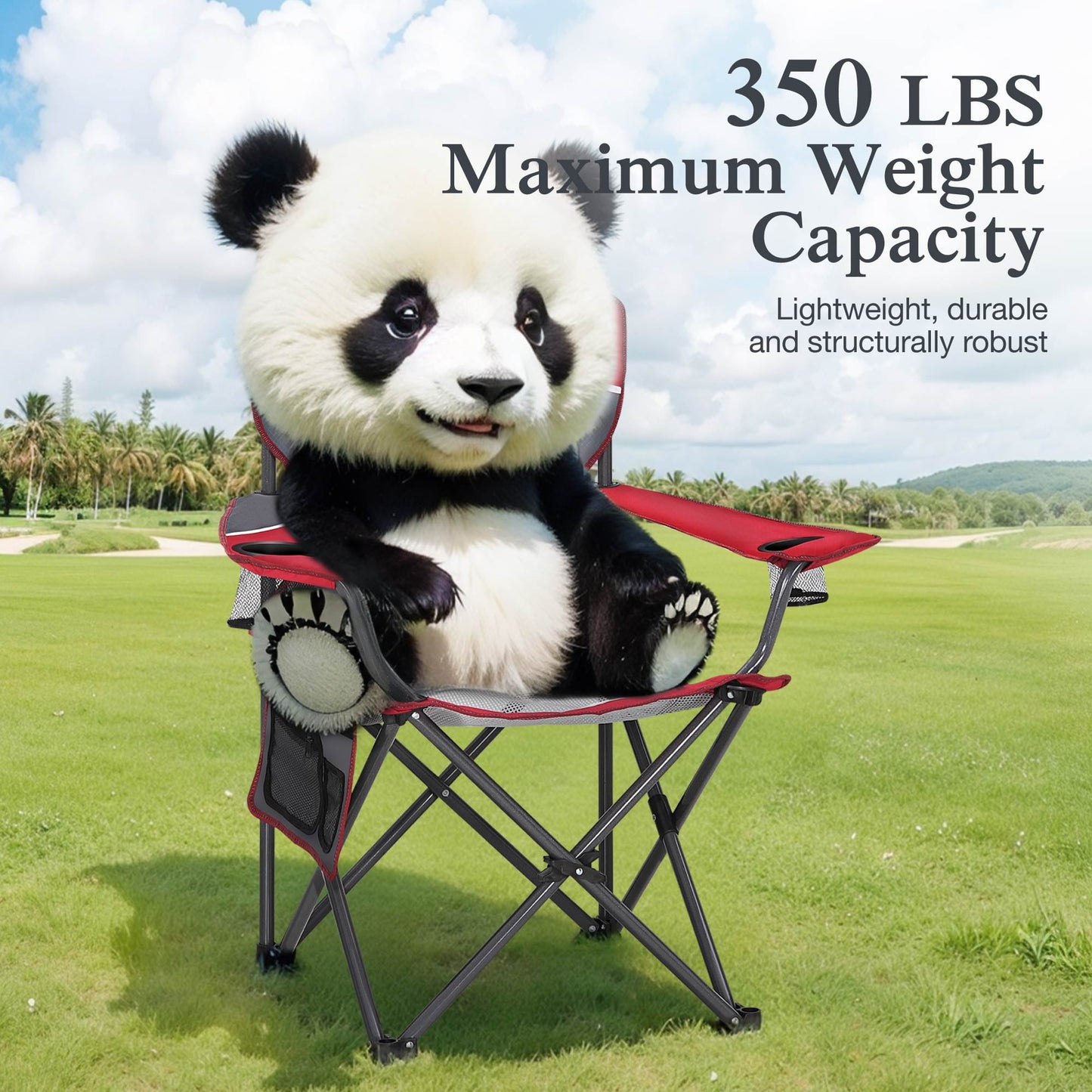 Sophia & William 2 Pack Oversized Camping Chair Portable Mesh Folding Chair with Cup Holder Supports Up to 450Lbs for Outdoor, Fishing, Beach, Backyard， Red