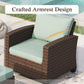 Sophia & William Wicker Patio Chairs Set of 2 With Blue Cushions
