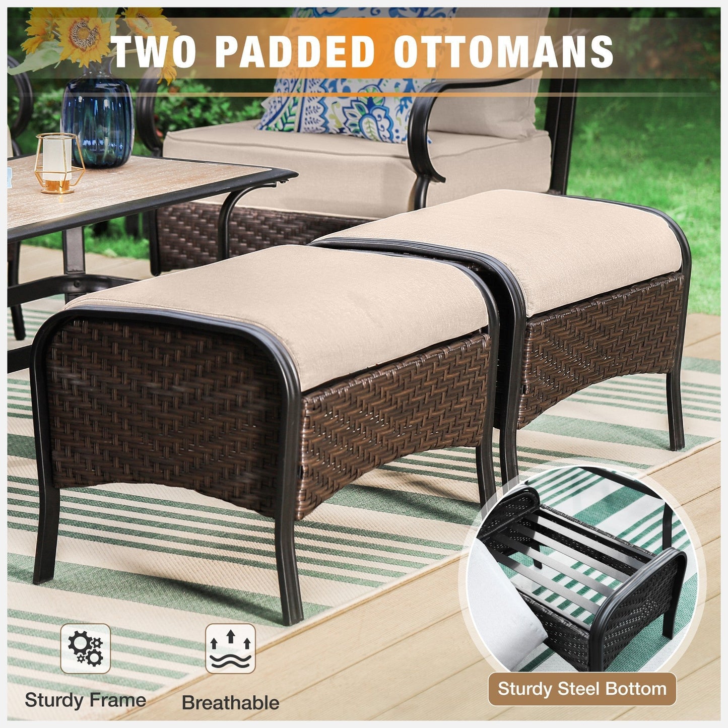 Sophia & William 6 Piece Metal Patio Conversation Sofa Set 7-Seat Outdoor Sectionals