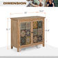 Alpha Joy 2-Door Accent Distressed Cabinet with Large Interior Storage, Retro Storage Cabinet with 2 Doors & Wood Frame, Checkered Patterns for Living Room, Entryway