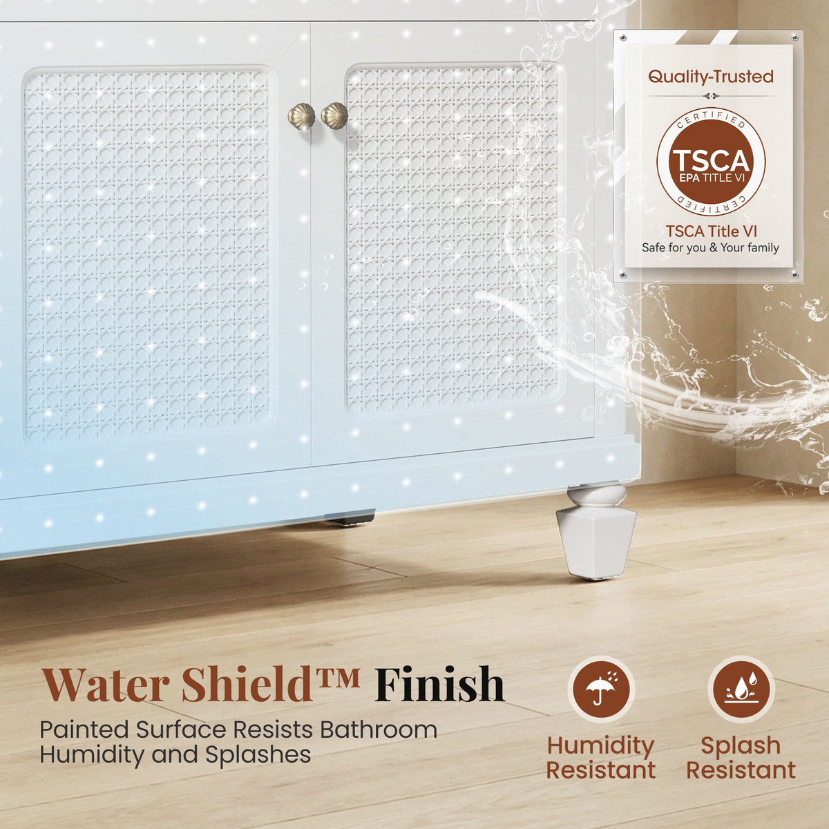 Sophia & William 36" Bathroom Vanity with 7.1" Deep Sink Freestanding Wood Bathroom Cabinet Vanity with 2 Doors, White