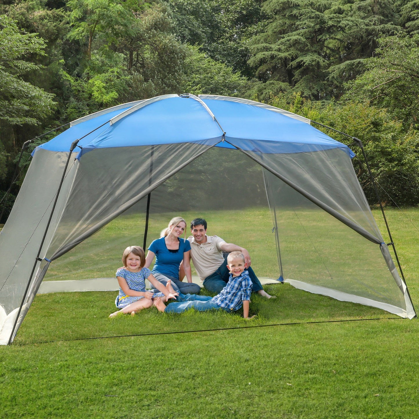 Sophia & William 7.6'x7.2' Sunshade Beach Tent UPF 50+ Sun Shelter Portable Canopy Beach Tent for 3-4 Person, Blue