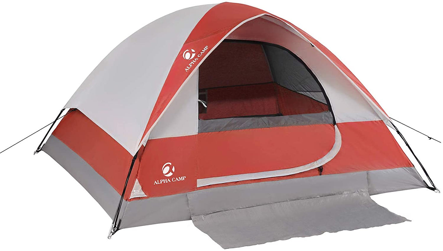 Sophia & William 2 Person Outdoor Camping Dome Tent Portable Waterproof Lightweight Backpacking Tent with Carry Bag for Outdoor Camping/Hiking,Red