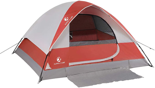 Sophia & William 2 Person Outdoor Camping Dome Tent Portable Waterproof Lightweight Backpacking Tent with Carry Bag for Outdoor Camping/Hiking,Red