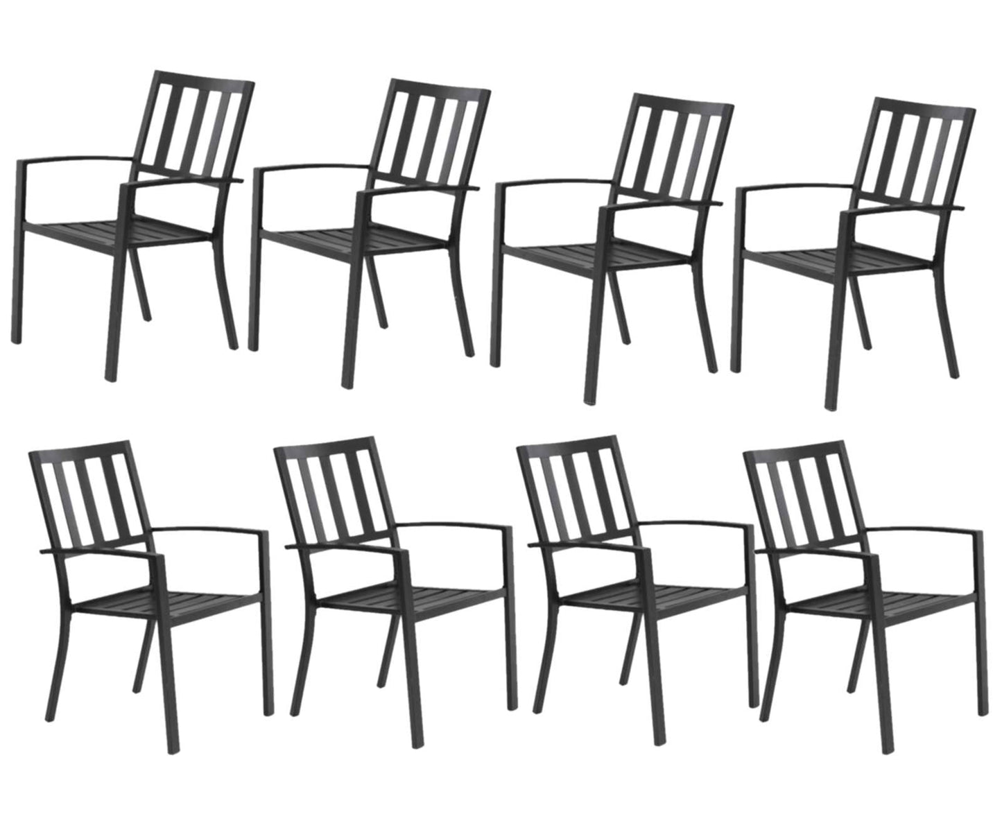 Sophia & William Outdoor Patio Metal Dining Chairs Set of 8, Black