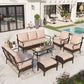 Sophia & William 7 Piece Metal Patio Conversation Sofa Set 9-Seat Outdoor Sectionals