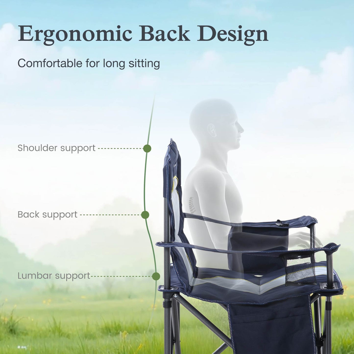 Sophia & William Foldable Canopy Chair Portable Camping Lounge Chair Outdoor Sunshade Canopy Chair with Cup Holder, Royal Blue