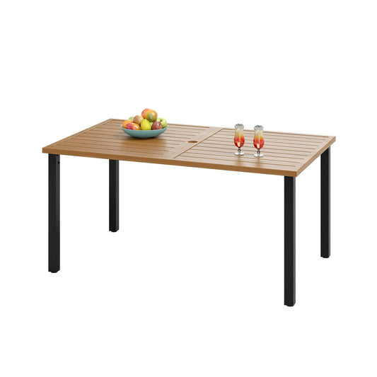 Sophia & William Metal Outdoor Patio Dining Table for 6, Teak-Grain