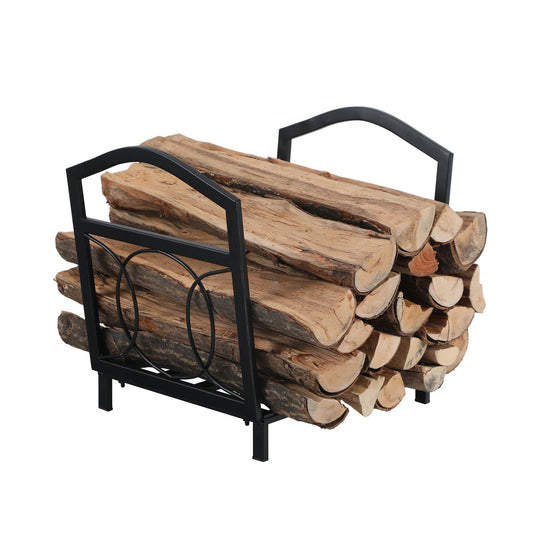 Sophia & William Garden Steel Firewood Log Rack Fireside Log Rack - Black