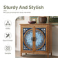 Alpha Joy 2-Door Accent Cabinet with Blue and White Porcelain Pattern, Entryway Cabinet with Shelves, Blue & White