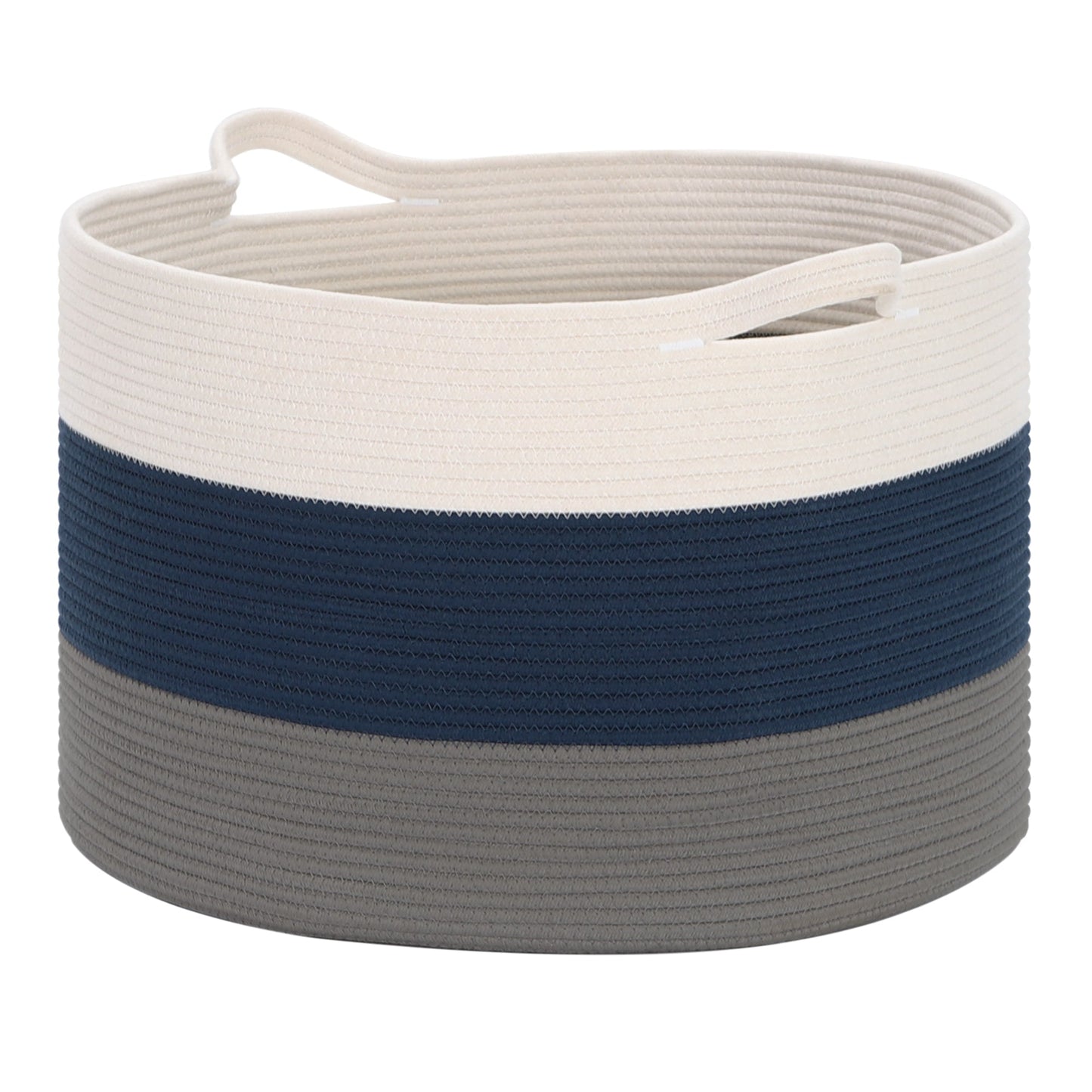 Sophia & William Round Cotton Storage Basket Woven Rope Laundry Hamper Large 21.7" Blanket Basket with Handles