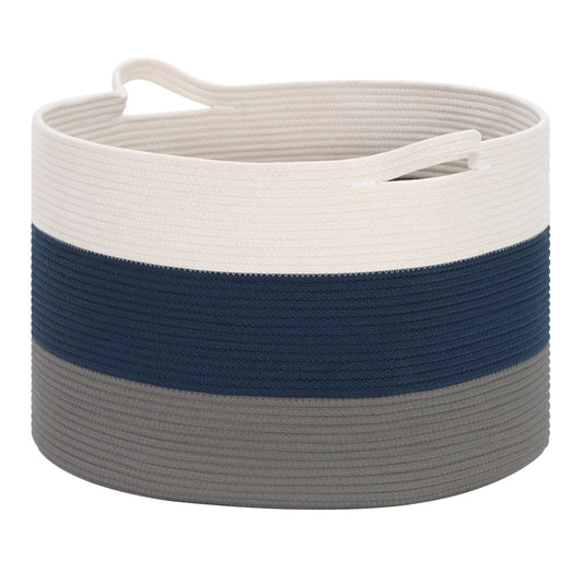 Sophia & William Round Cotton Storage Basket Woven Rope Laundry Hamper Large 21.7" Blanket Basket with Handles