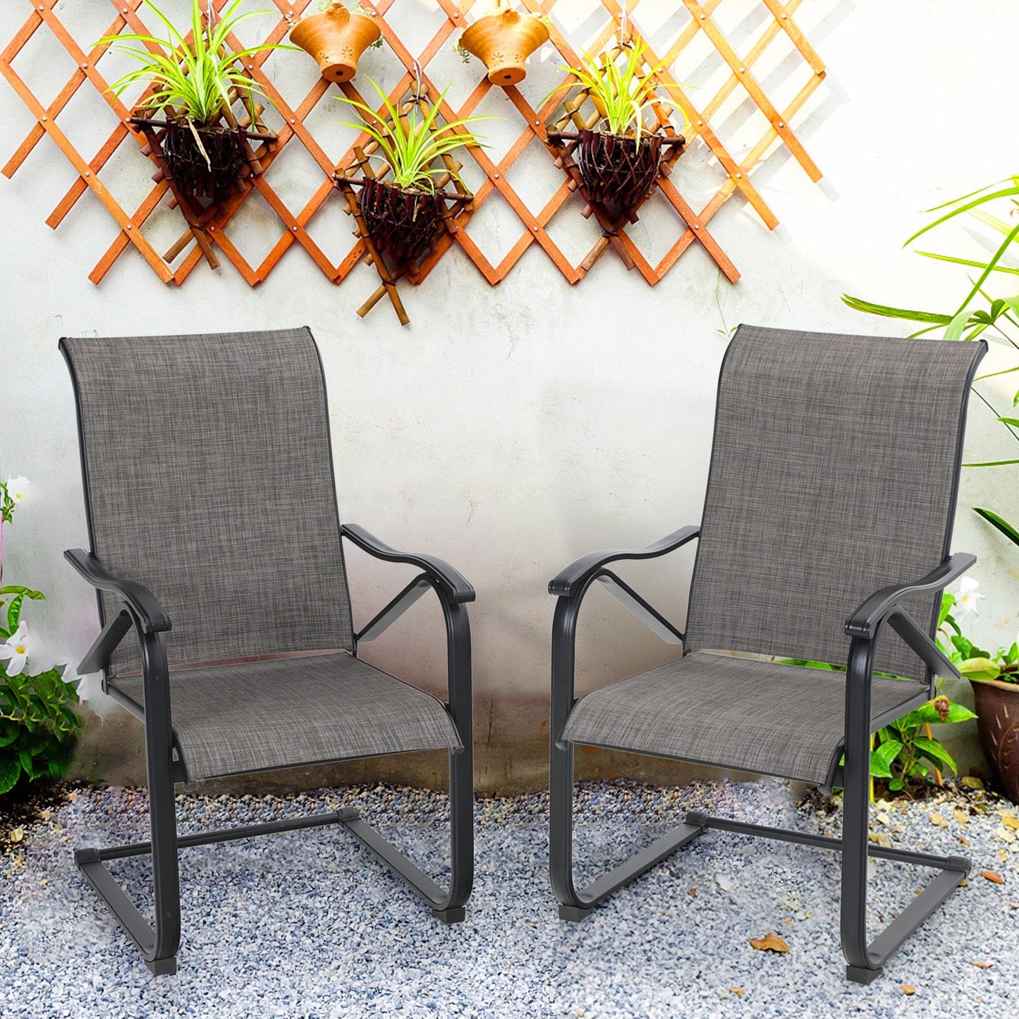 Sophia & William 2-Piece Patio Dining Chairs Steel Frame with E-coating - Gray