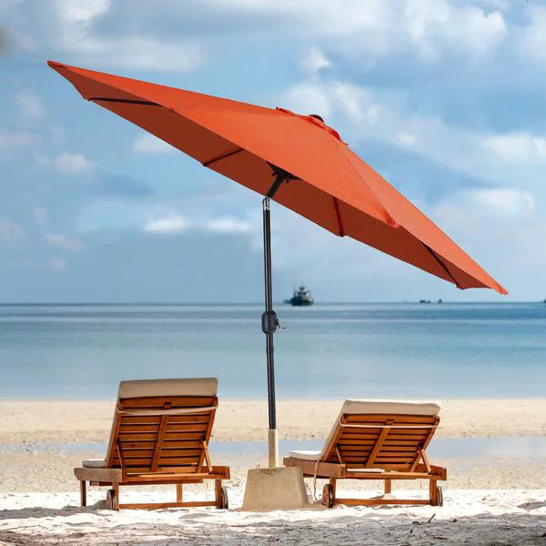 Sophia & William 9ft Heavy-Duty Patio Umbrella Outdoor Market 8 Ribs Umbrella with Push Button,Tilt Easy Crank Lift,Red