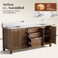 Sophia & William 72" Bathroom Vanity with Double Sink Freestanding Wood Bathroom Cabinet Vanity with 2 Doors of Adjustable Shlves, 2 Pull-out Drawers and 1 Elevated Drawer, Hickory