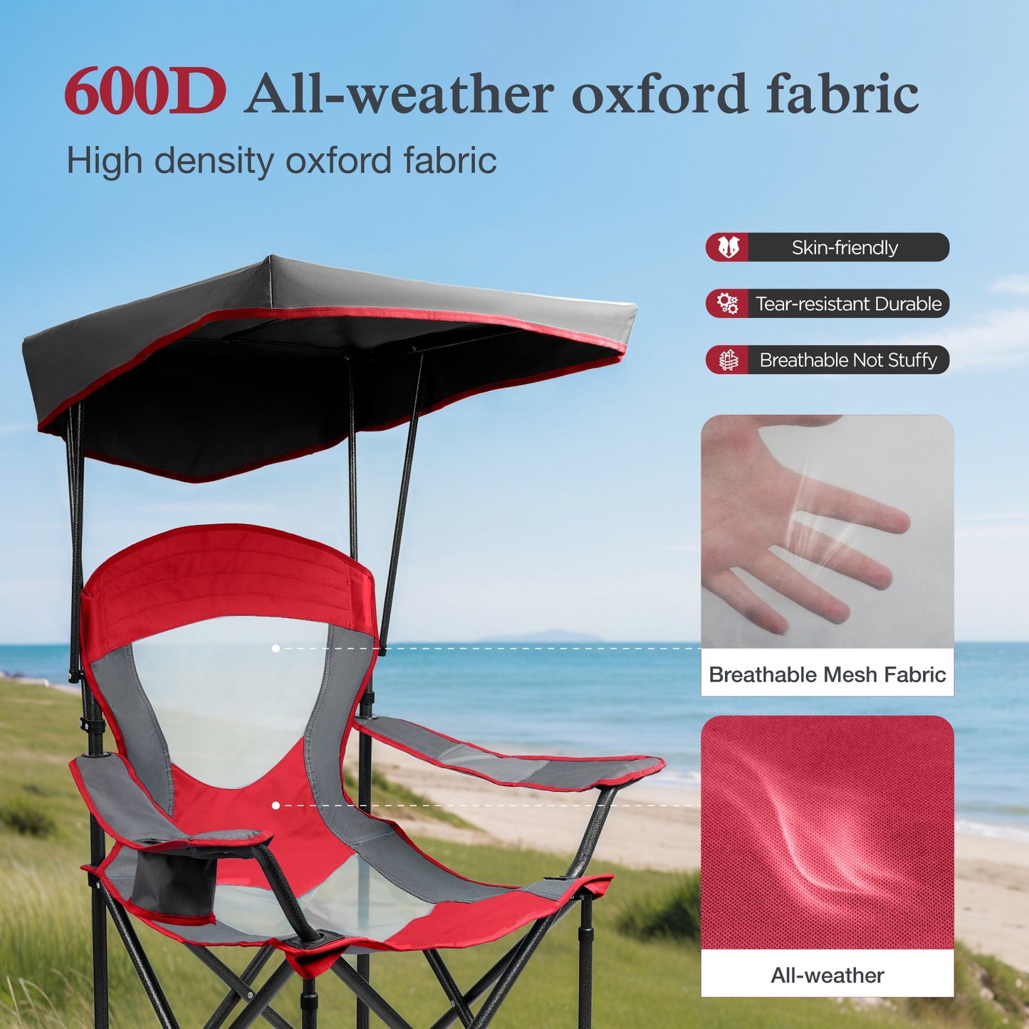 Sophia & William 2 Pack Folding Beach Chairs lightweight Outdoor Lounge Chair with 4 Adjustable Positions & Cooler Bag, Blue