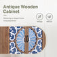 Alpha Joy Rustic 2-Door Accent Cabinet, Wood Storage Cabinet with Shelves in Porcelain Pattern for Entryway, Dining Room, Blue & White