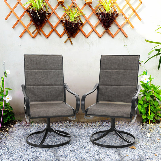 Sophia & William Patio Dining Swivel Padded Textilene Chairs Set of 2