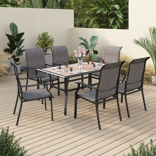 Sophia & William 7 Pieces Metal Patio Dining Set for 6 People Outdoor Chairs Table Set