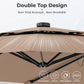 Alpha Joy 15ft Dual-Layer Extra Large Outdoor Patio Umbrella Double-Sided Ventilation Umbrella with Led Lights & Umbrella Base, Beige