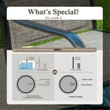 Sophia & William 8-Piece Outdoor Patio Dining Set with 13 ft Orange Red Umbrella, Rectangle Table & Textilene Chairs for 6