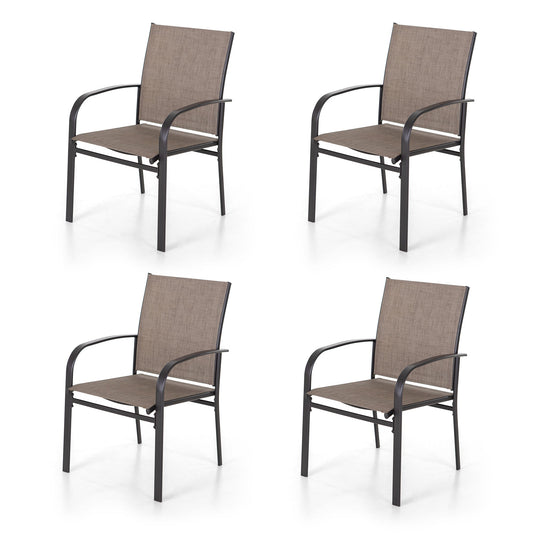 Sophia & William Outdoor Patio Dining Chair - Textilene - Set of 4 - Brown