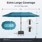 Alpha Joy 15ft Dual-Layer Outdoor Patio Umbrella Extra-Large Double-Sided Garden Umbrella with Ventilation and Base - Blue & Green