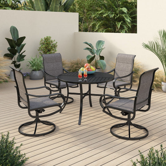 Sophia & William 5 Pieces Metal Patio Dining Set Swivel Paded Chairs and Table Set