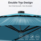 Alpha Joy 15ft Dual-Layer Extra Large Outdoor Patio Umbrella Double-Sided Ventilation Umbrella with Led Lights & Umbrella Base, Blue & Green