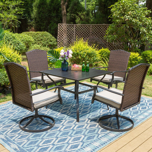 Sophia & William 5 Pieces Patio Dining Set Metal Chairs & Umbrella Table