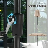 Sophia & William 8-Piece Outdoor Patio Dining Set with 13ft Beige Umbrella, Rectangle Table & Padded Textilene Chairs Furniture Set