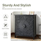 Alpha Joy Accent Cabinet with 2 Doors, Wood Entryway Cabinet with Flower Pattern in Wood Frame for Living Room, Dining Room, Black