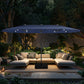 Alpha Joy 15ft Extra Large Outdoor Patio Umbrella Double-Sided Ventilation Umbrella with Led Lights & Umbrella Base, Navy Blue