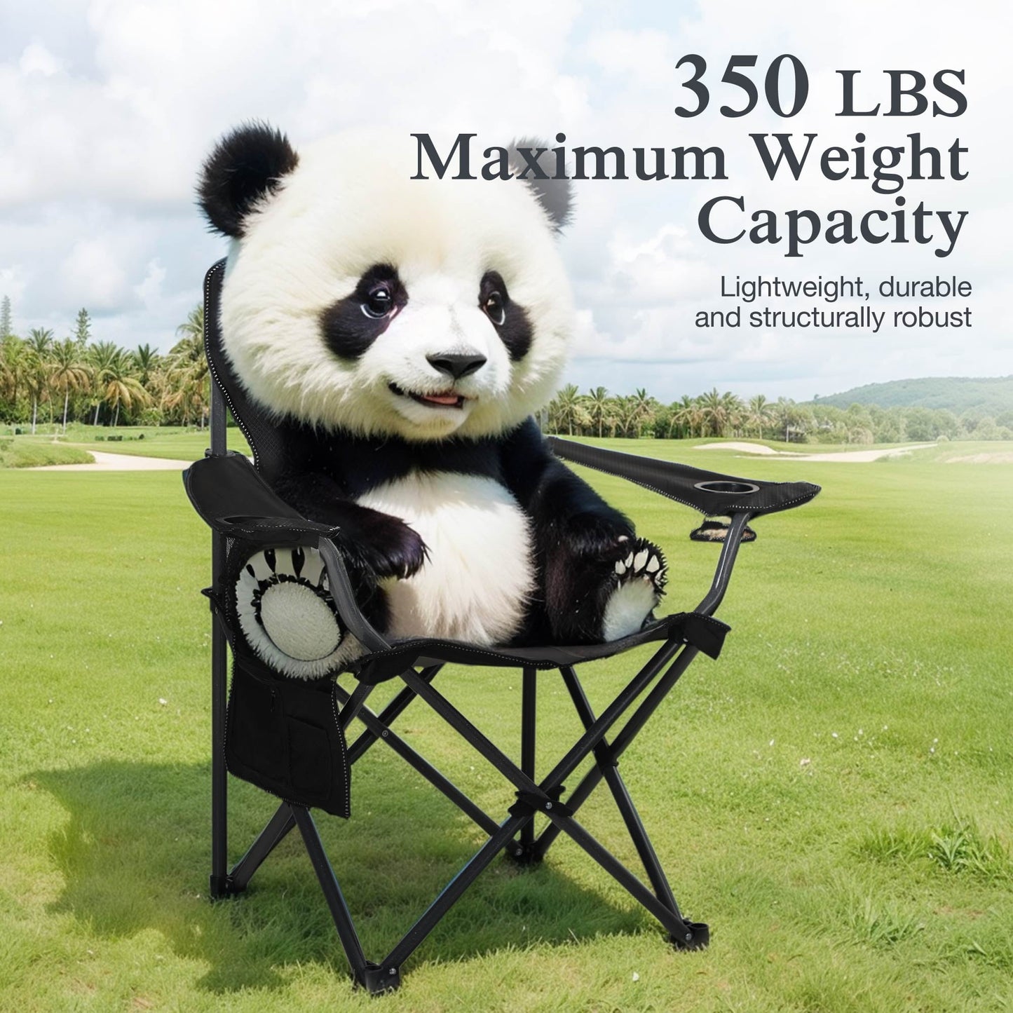 Sophia & William 2 Pack Oversized Camping Chair Portable Mesh Folding Chair with Cup Holder Supports Up to 450Lbs for Outdoor, Fishing, Beach, Backyard£¬ Black