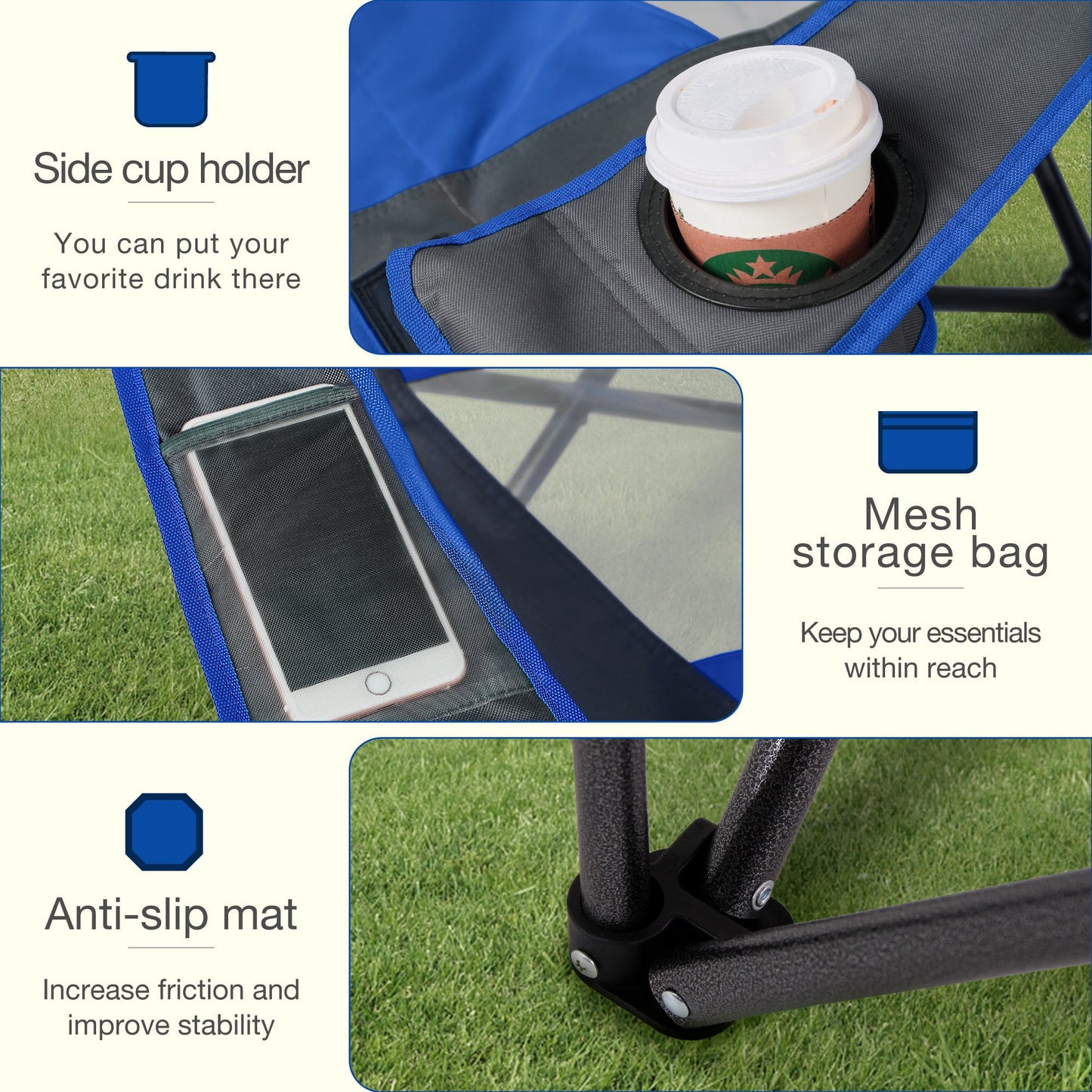 Sophia & William Foldable Canopy Chair Portable Camping Lounge Chair Outdoor Sunshade Canopy Chair with Cup Holder, Blue