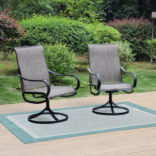 Sophia & William Outdoor Dining Chair - Steel - Set of 2 - Swivel - Black and Ash Brown