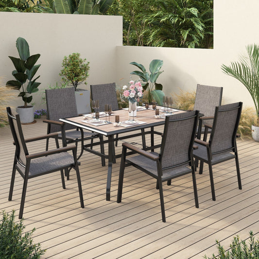 Sophia&William 7-Piece Metal Outdoor Patio Dining Furniture Set, Gray