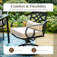 Alpha Joy 8-Piece Outdoor Patio Dining Set with 13 ft Orange Red Umbrella, Cushioned Swivel Chairs & Metal Table for 6