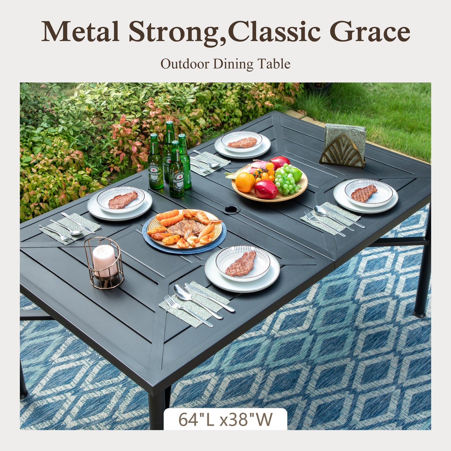 Sophia & William 7-Pieces Outdoor Patio Dining Set Metal Cushioned Chairs and Table Furniture Set for 6,Beige