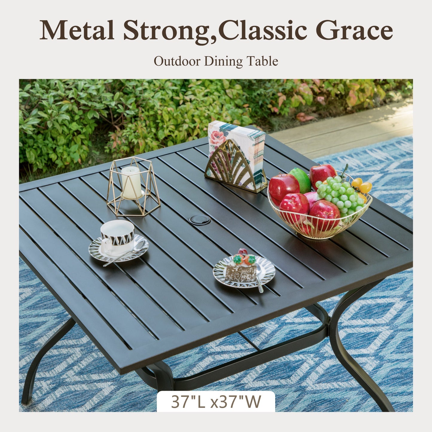 Sophia & William 5Pcs Outdoor Patio Dining Set Metal Cushioned Chairs and Table Furniture Set,Beige