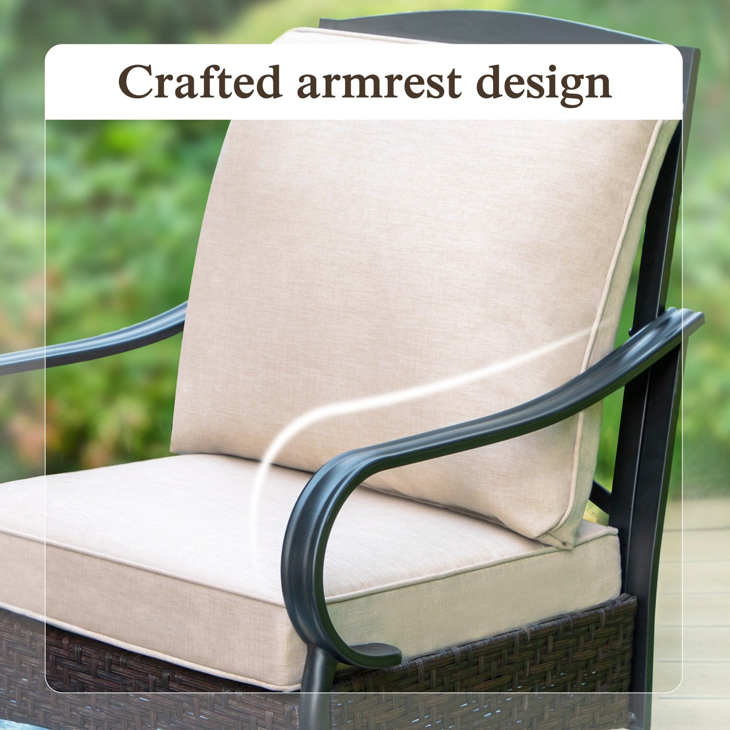 Sophia & William 4 Piece Metal Patio Balcony Furniture Set 5-Seat Outdoor Conversation Set with Spring Rocking Chairs and Coffe Table